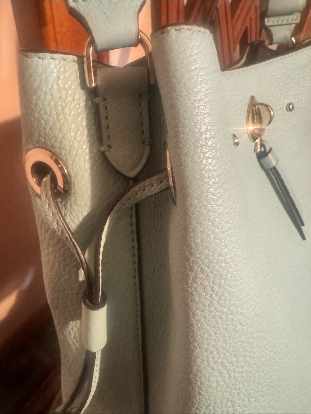kate spade light aqua leather bucket shoulder bag - Picture 8 of 15